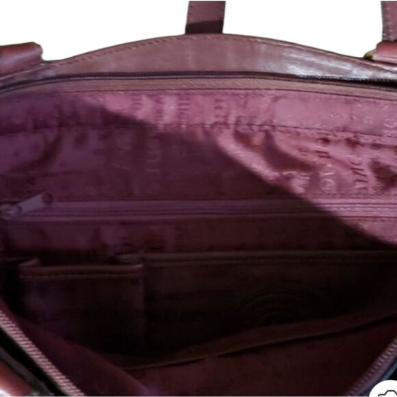 Etienne Aigner Handbag Mahogany Leather Brass Fittings Straps - Picture 5 of 16